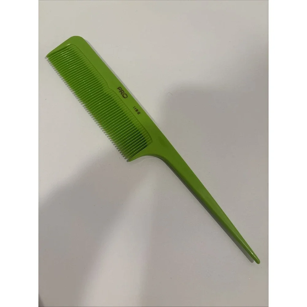 Vintage Lime Green PRO 1180 Made In USA Rat Tail Comb Plastic